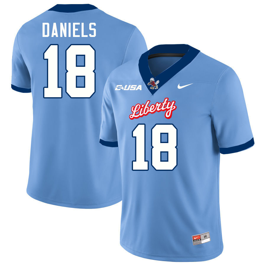 Liberty Flames #18 Rod Daniels College Football Jerseys Stitched-Light Blue